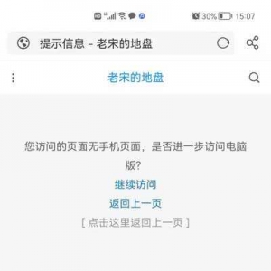 提示：您访问的页面无手机页面,是否进一步访问电脑版?